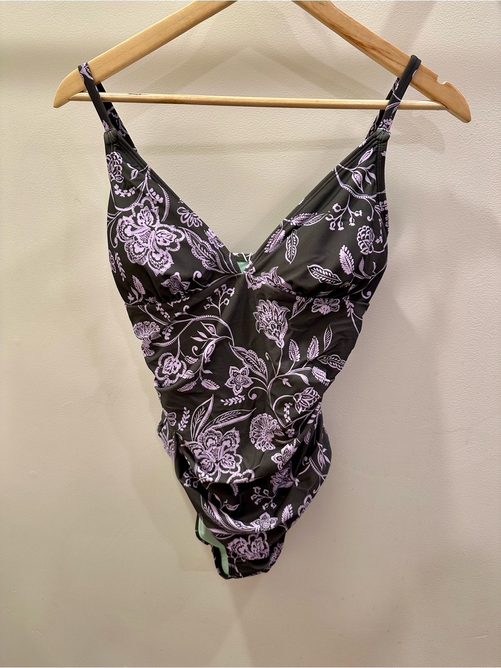 Women's Floral One-Piece Swimsuit -by CupShe with Deep Green and Lilac Print